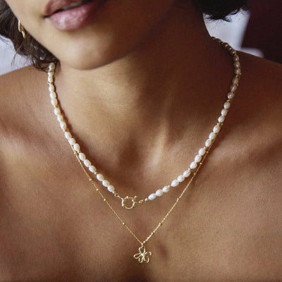 Mini Flower Pearl Choker Necklace