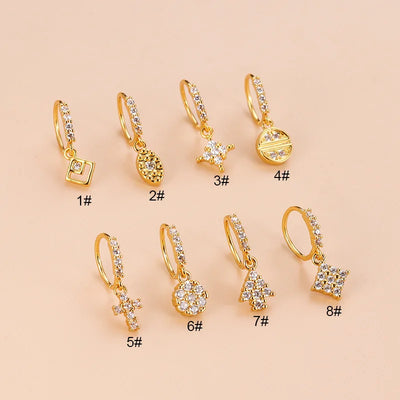 20G Cross Dangle Nose Hoop Rings