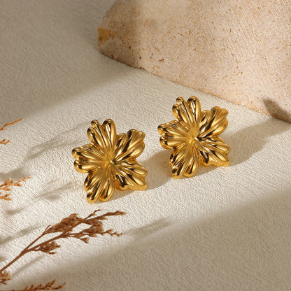 Geometric Flower Earrings – Stainless Steel by ZEB Jewelry – view 7