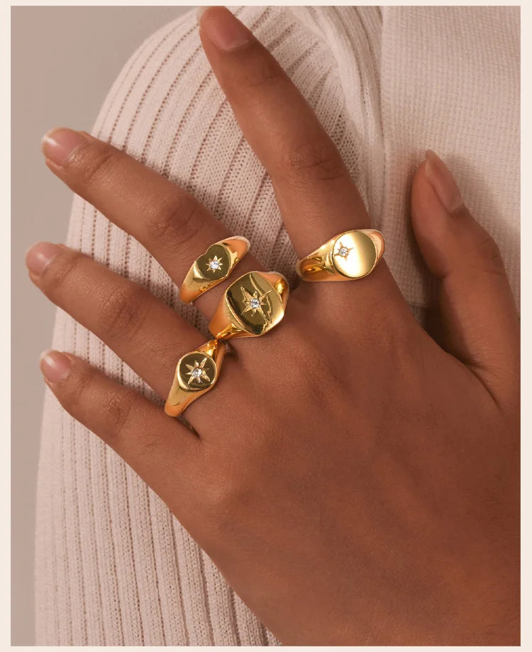 Sunshine Signet Ring – 18K Gold-Plated by ZEB Jewelry – view 7