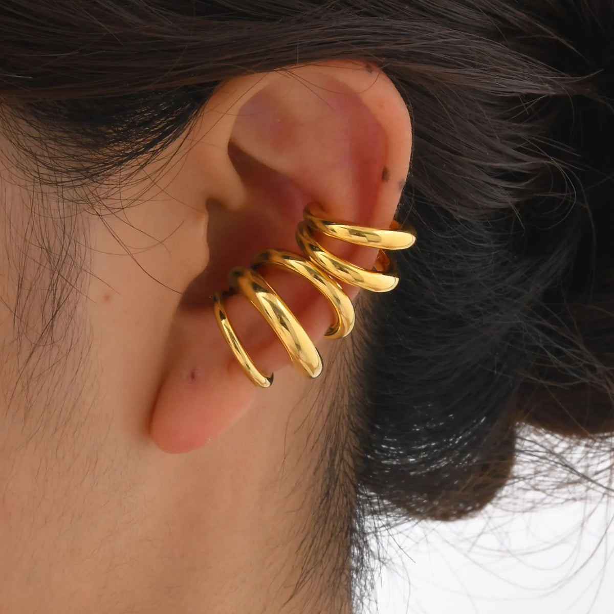 Waterdrop Cartilage Ear Cuff – Stainless Steel by ZEB Jewelry – view 1