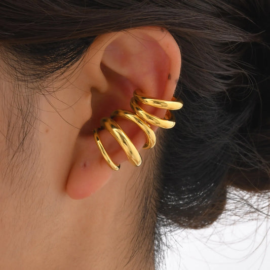 Waterdrop Cartilage Ear Cuff – Stainless Steel by ZEB Jewelry – view 1