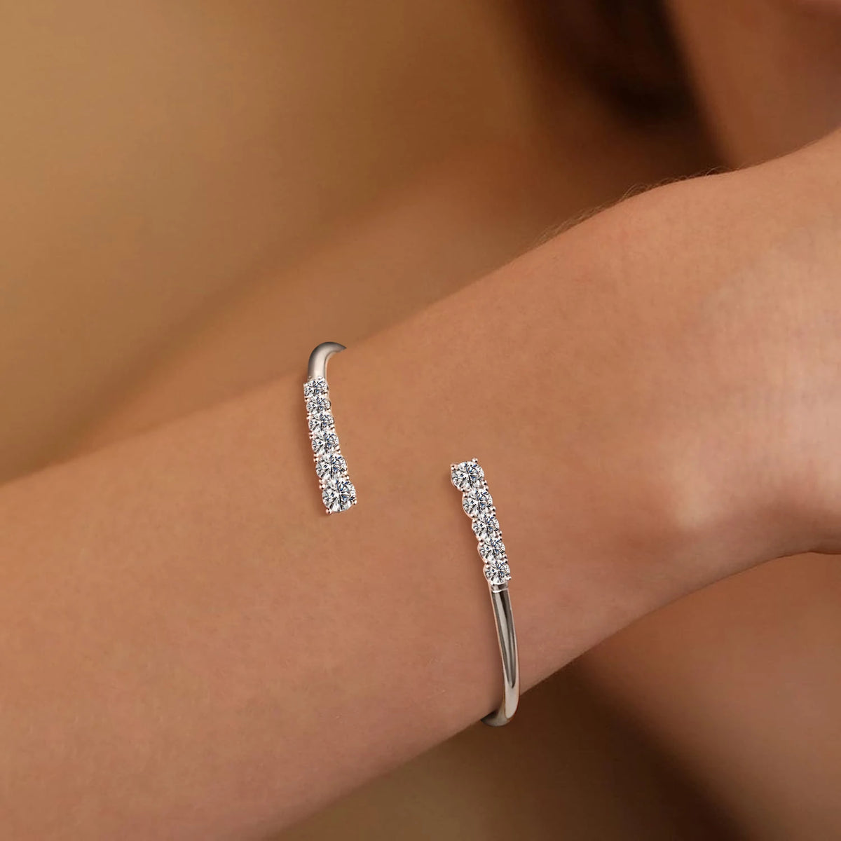 Moissanite Bar Bracelet – 925 Sterling Silver by ZEB Jewelry – view 3