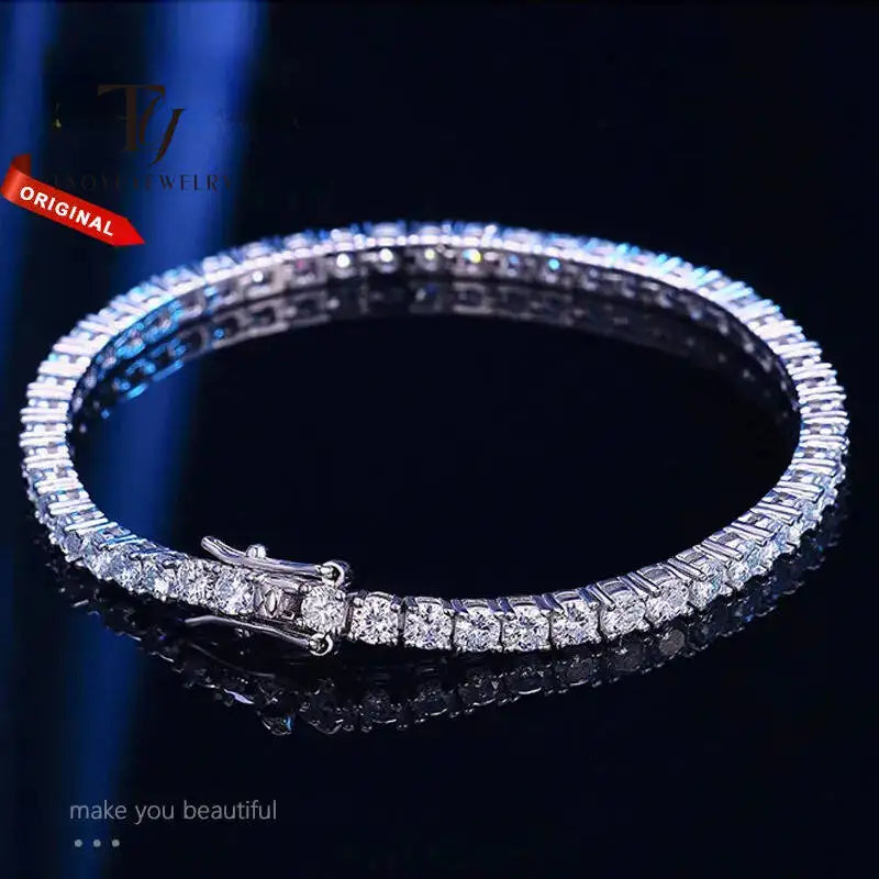 3mm/4mm Moissanite Tennis Bracelet – 925 Sterling Silver by ZEB Jewelry – view 1
