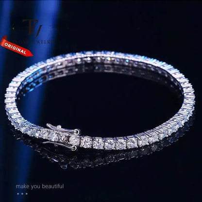 3mm/4mm Moissanite Tennis Bracelet – 925 Sterling Silver by ZEB Jewelry – view 1