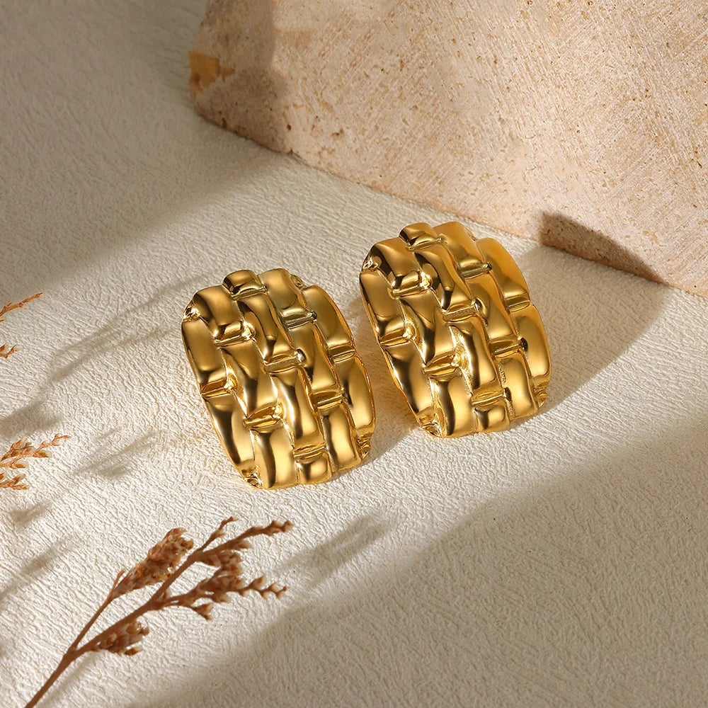 Geometric Flower Earrings – Stainless Steel by ZEB Jewelry – view 4