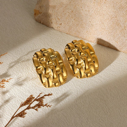 Geometric Flower Earrings – Stainless Steel by ZEB Jewelry – view 4