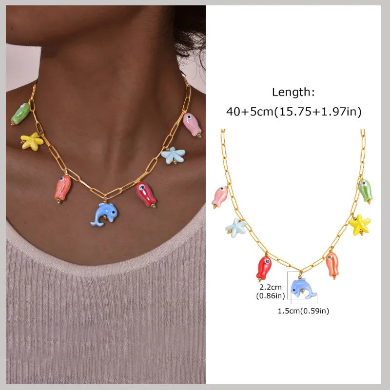 Pearl Shell & Starfish Charm Necklace – 18K Gold-Plated by ZEB Jewelry – view 25