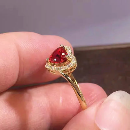Red Heart Gold-Tone Ring by ZEB Jewelry – view 3