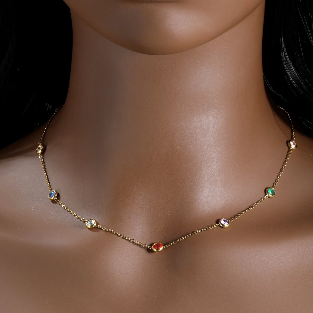 Cubic Zirconia Necklace – Stainless Steel by ZEB Jewelry – view 2