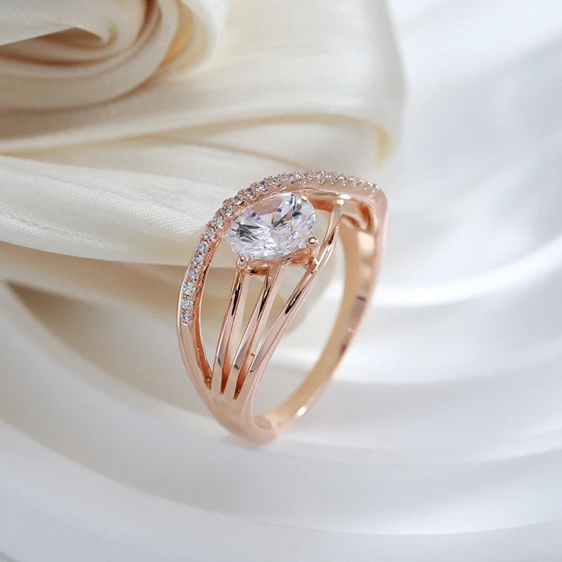 Rose Gold-Tone Cross Zircon Ring by ZEB Jewelry – view 3