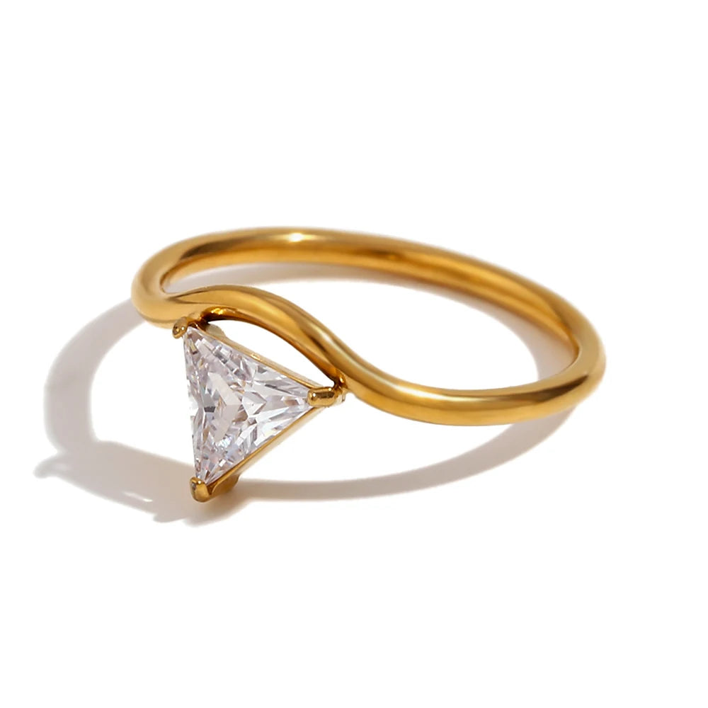 Waterdrop Rhinestone Ring – Stainless Steel by ZEB Jewelry – view 11