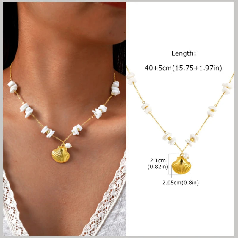 Pearl Shell & Starfish Charm Necklace – 18K Gold-Plated by ZEB Jewelry – view 23