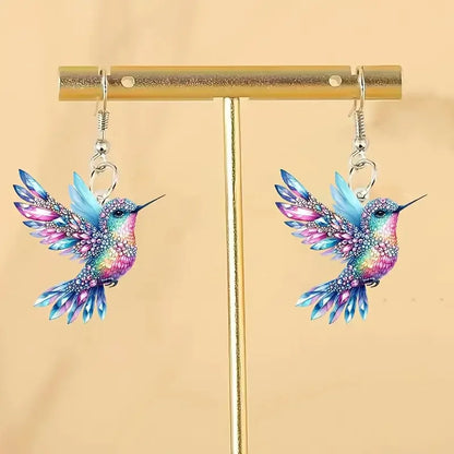 Hummingbird Drop Earrings – Lightweight Acrylic by ZEB Jewelry – view 10