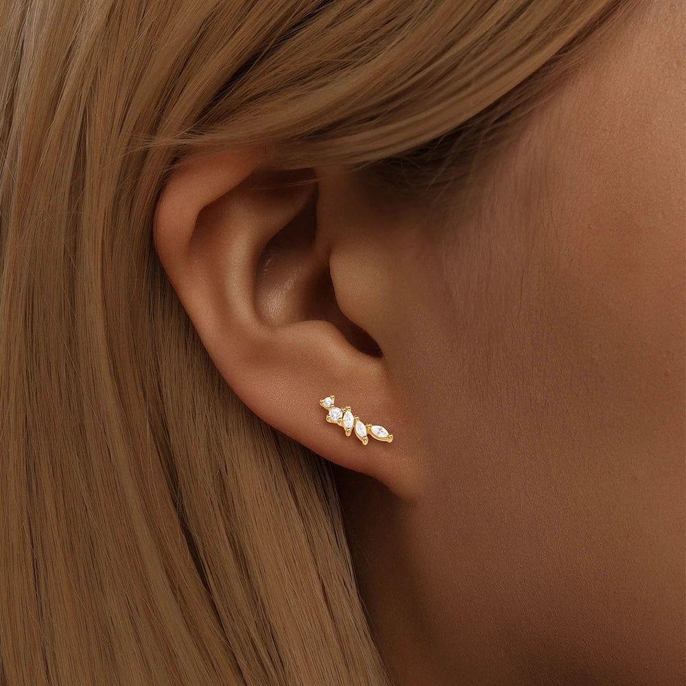 Horse Eye Zircon Stud Earrings – 925 Sterling Silver by ZEB Jewelry – view 3