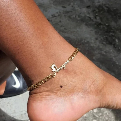 Personalized Crown Name Anklet – Stainless Steel by ZEB Jewelry – view 5