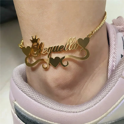 Personalized Crown Name Anklet – Stainless Steel by ZEB Jewelry – view 6