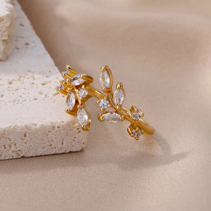 Zircon Leaf Open Ring by ZEB Jewelry – view 4