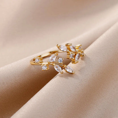 Zircon Leaf Open Ring by ZEB Jewelry – view 3