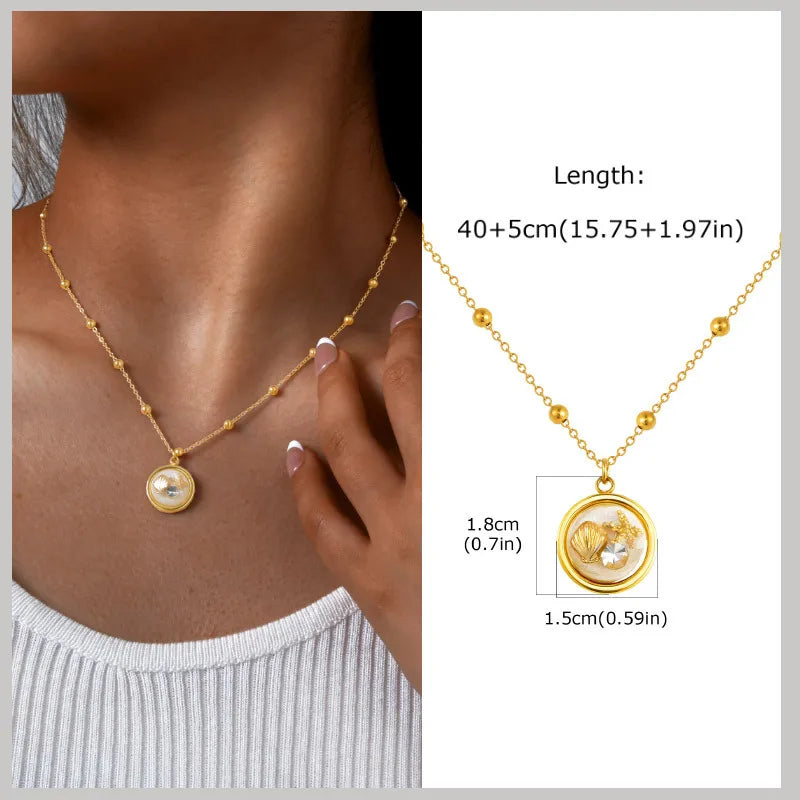 Pearl Shell & Starfish Charm Necklace – 18K Gold-Plated by ZEB Jewelry – view 20