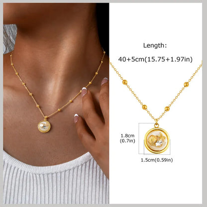 Pearl Shell & Starfish Charm Necklace – 18K Gold-Plated by ZEB Jewelry – view 20