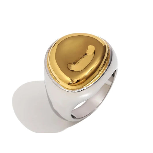Two-Tone Wide Band Ring – 316L Stainless Steel by ZEB Jewelry – view 1