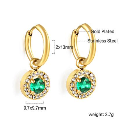 Vintage Green Crystal Hoop Earrings by ZEB Jewelry – view 19