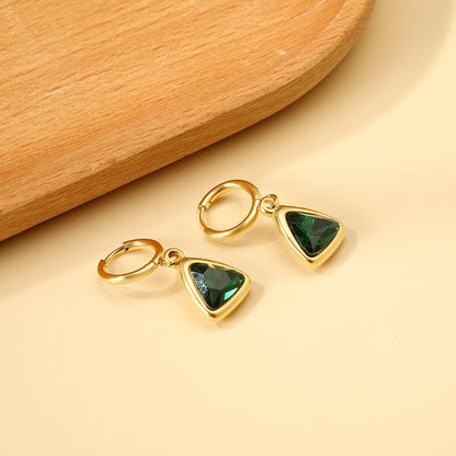 Vintage Green Crystal Hoop Earrings by ZEB Jewelry – view 6