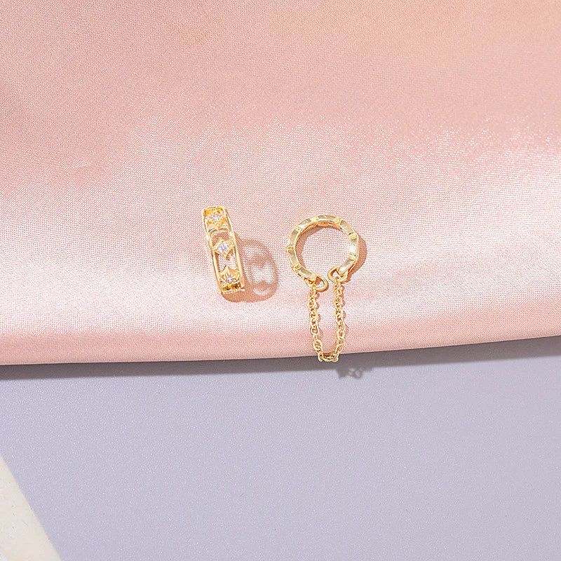 Zircon Star Chain Clip Earrings by ZEB Jewelry – view 11