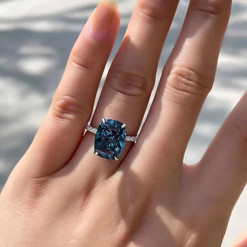 Oval Blue Cubic Zirconia Ring by ZEB Jewelry – view 3