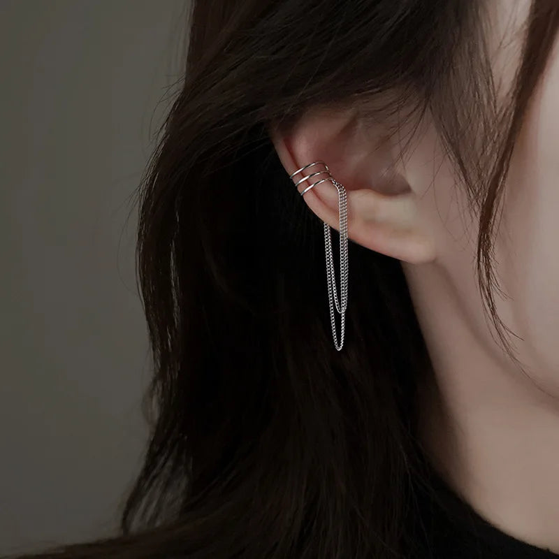 Zircon Star Tassel Clip Earrings by ZEB Jewelry – view 4