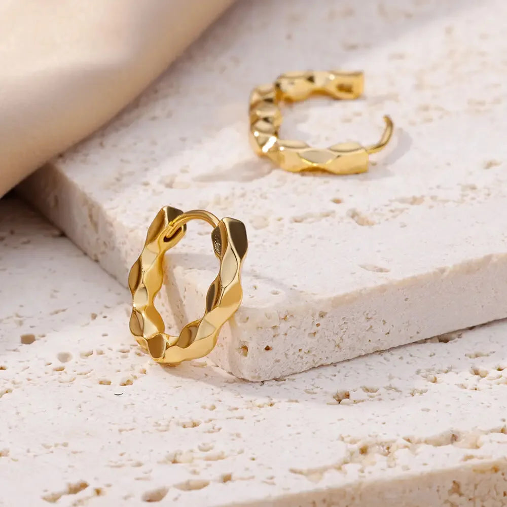 Twisted Gold Hoop Earrings – Stainless Steel by ZEB Jewelry – view 3