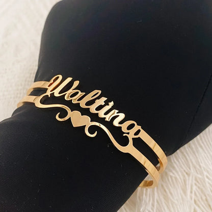 Personalized Heart Name Bracelet – Stainless Steel by ZEB Jewelry – view 1