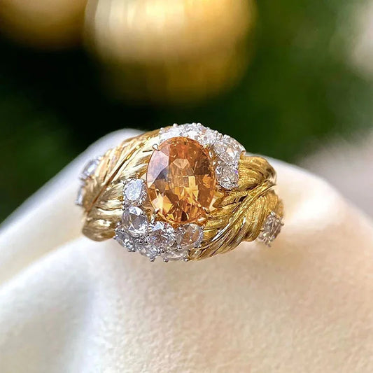Champagne Cubic Zirconia Statement Ring by ZEB Jewelry – view 1