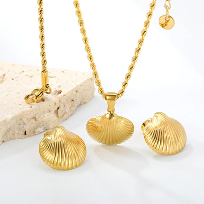 White Shell Clover Jewelry Set – Stainless Steel by ZEB Jewelry – view 24