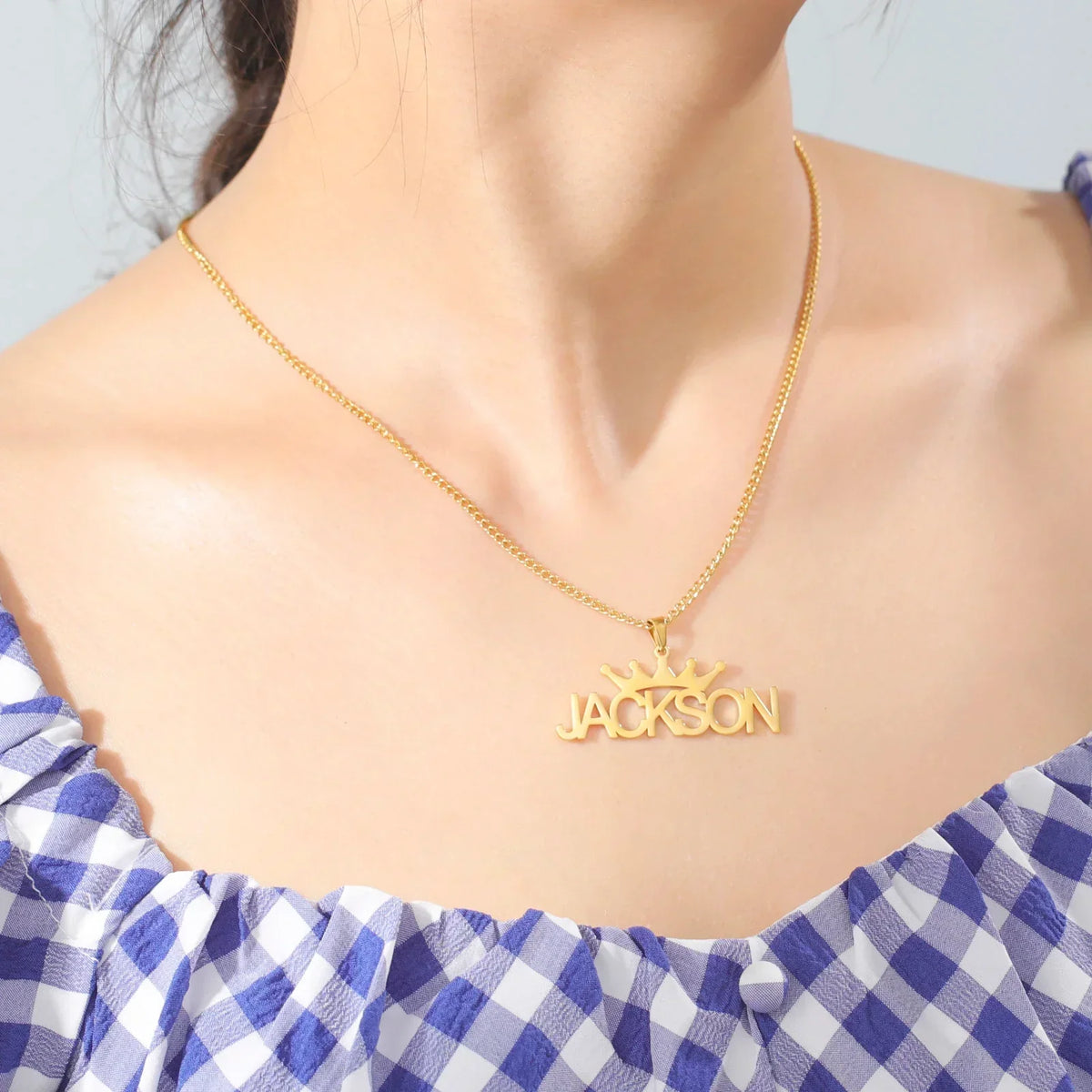 Personalized Crown Name Necklace – Stainless Steel by ZEB Jewelry – view 2