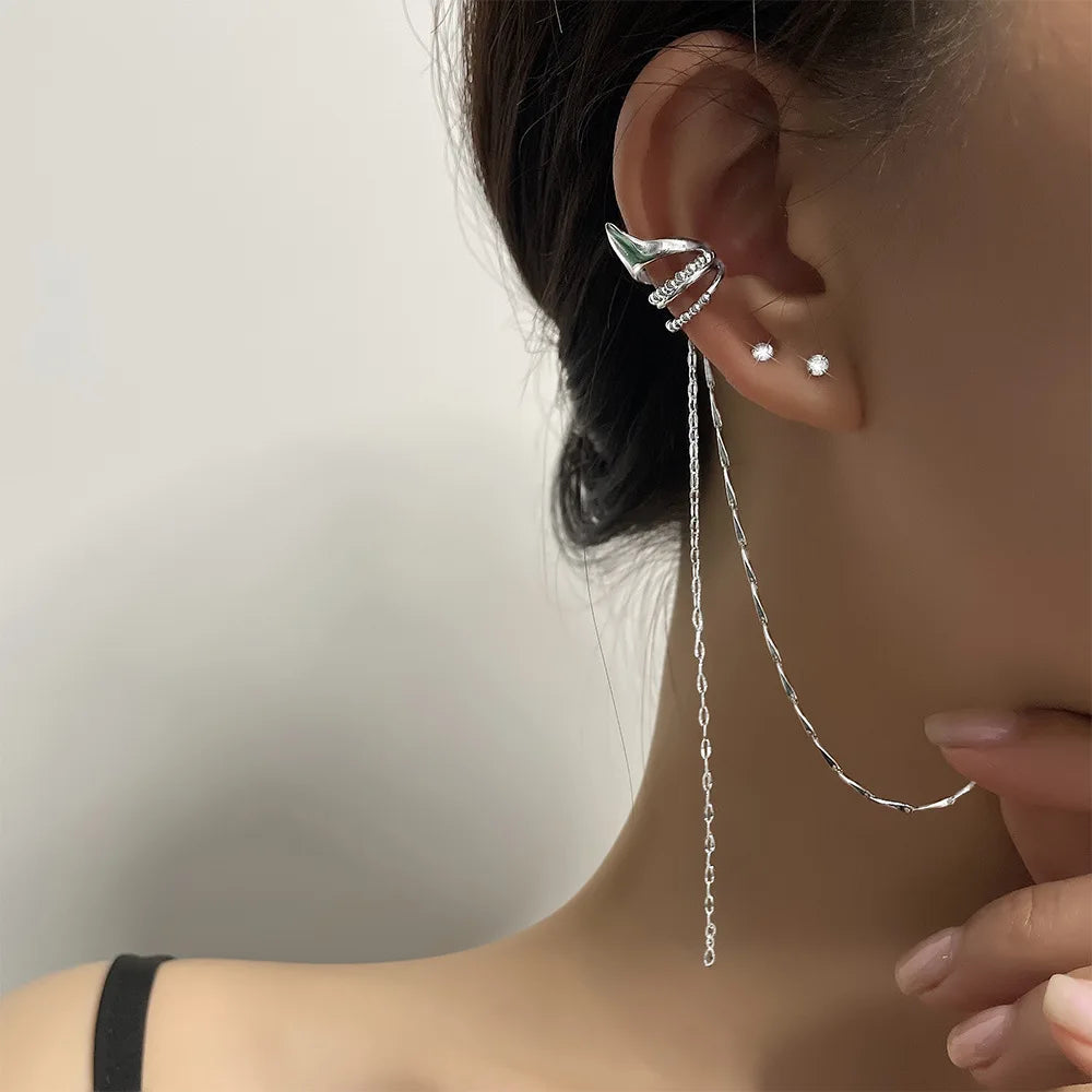 Zircon Star Tassel Clip Earrings by ZEB Jewelry – view 14