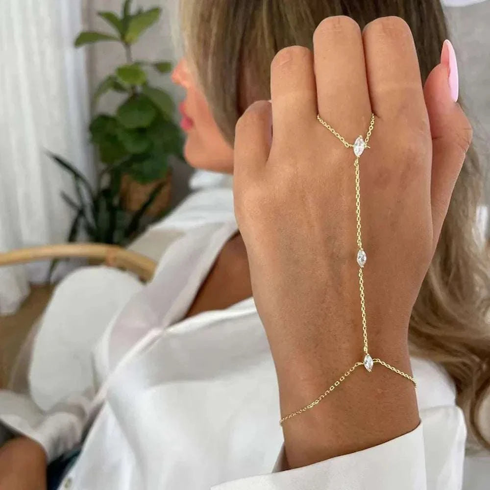 Rhombus Crystal Hand Chain Bracelet by ZEB Jewelry – view 1