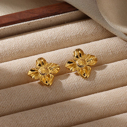 Geometric Flower Earrings – Stainless Steel by ZEB Jewelry – view 10