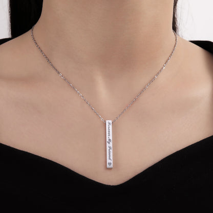 Friendship Bar Pendant Necklace – Stainless Steel by ZEB Jewelry – view 2
