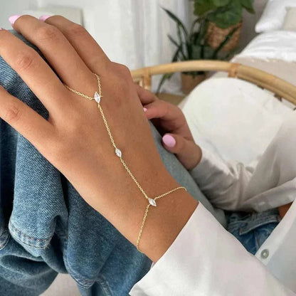 Rhombus Crystal Hand Chain Bracelet by ZEB Jewelry – view 2