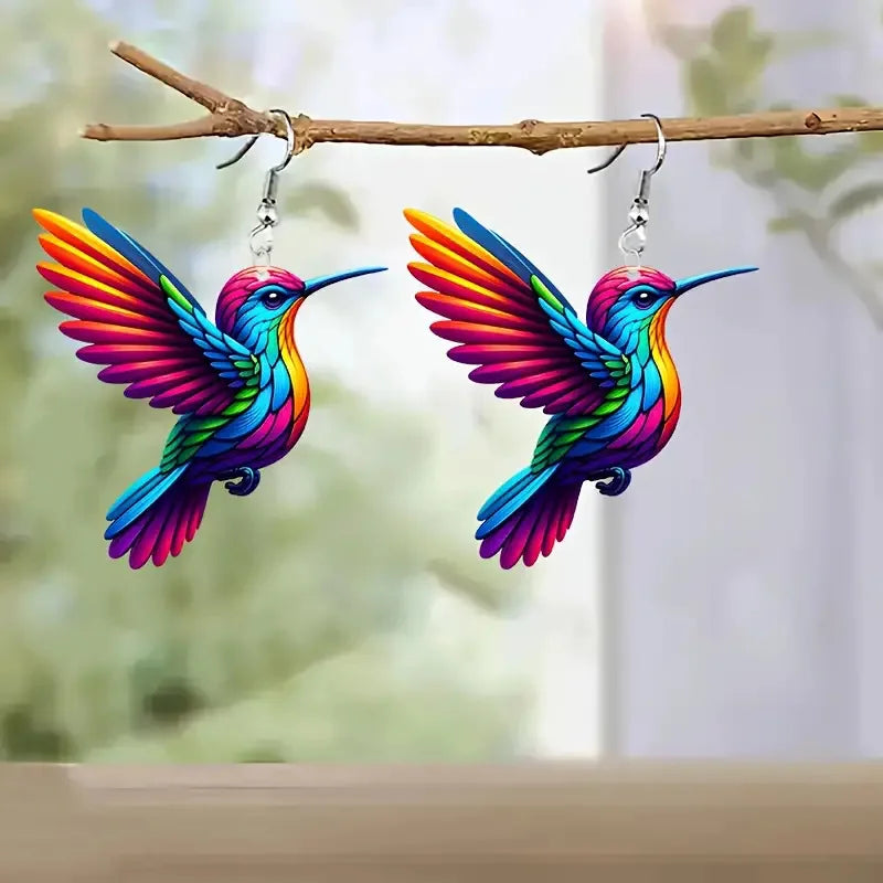 Hummingbird Drop Earrings – Lightweight Acrylic by ZEB Jewelry – view 9