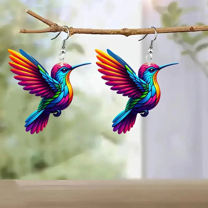 Hummingbird Drop Earrings – Lightweight Acrylic by ZEB Jewelry – view 9