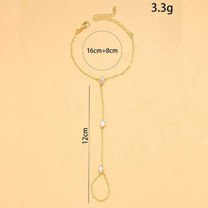 Rhombus Crystal Hand Chain Bracelet by ZEB Jewelry – view 4
