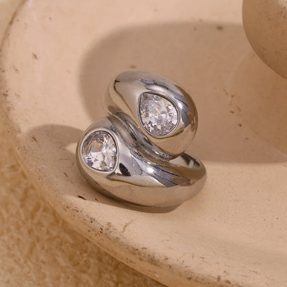 Bold Zircon Ring – 18K Gold-Plated Stainless Steel by ZEB Jewelry – view 6