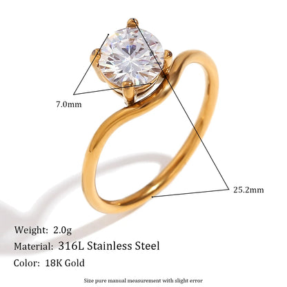 Waterdrop Rhinestone Ring – Stainless Steel by ZEB Jewelry – view 7