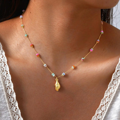 Pearl Shell & Starfish Charm Necklace – 18K Gold-Plated by ZEB Jewelry – view 2