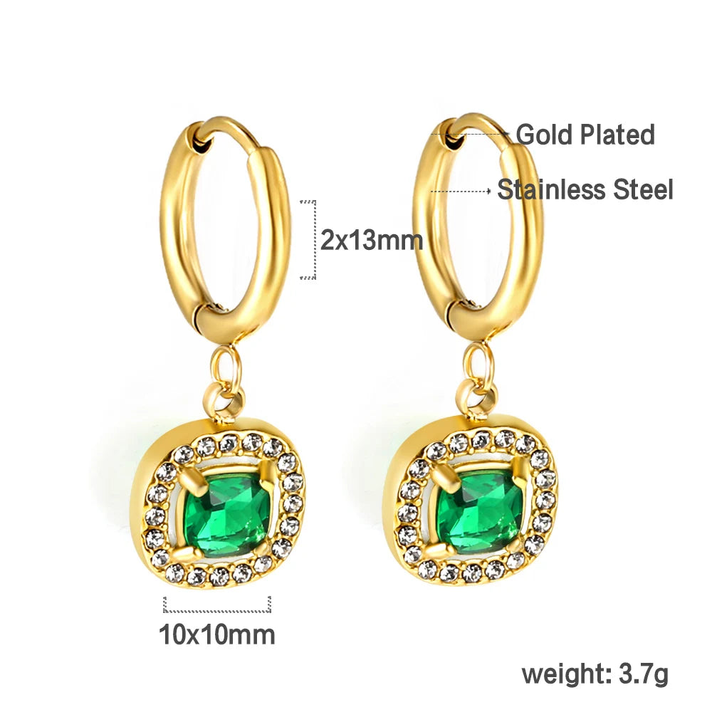 Vintage Green Crystal Hoop Earrings by ZEB Jewelry – view 9