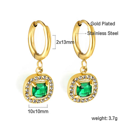 Vintage Green Crystal Hoop Earrings by ZEB Jewelry – view 9