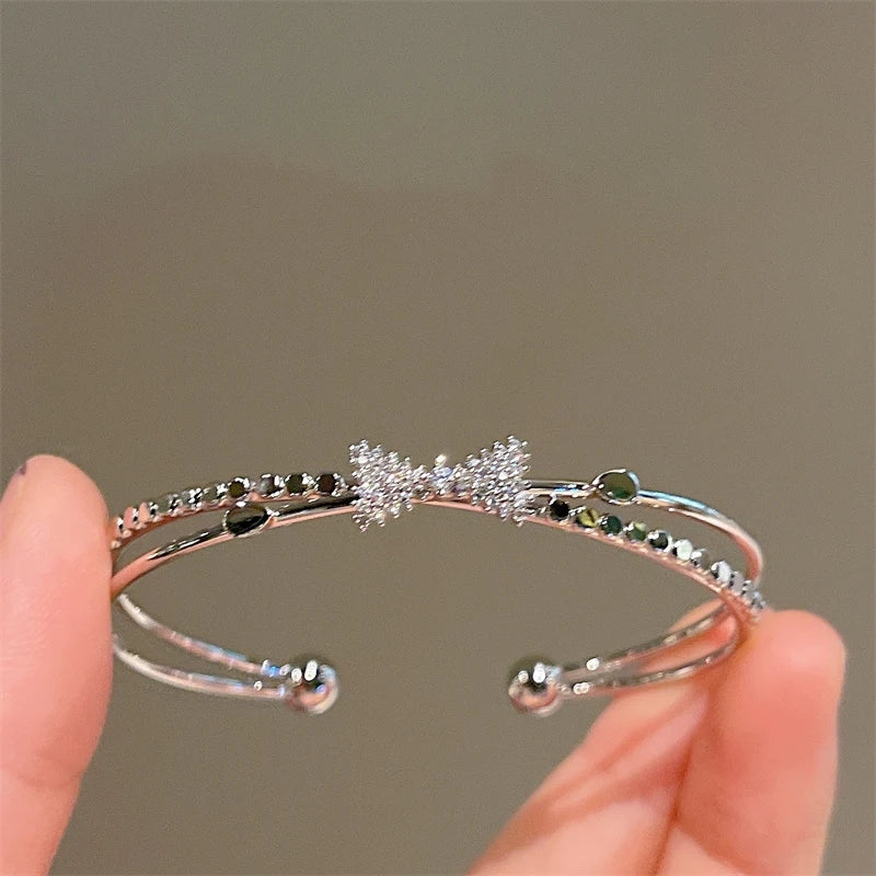 Silver Zircon Open Cuff Bangle by ZEB Jewelry – view 14